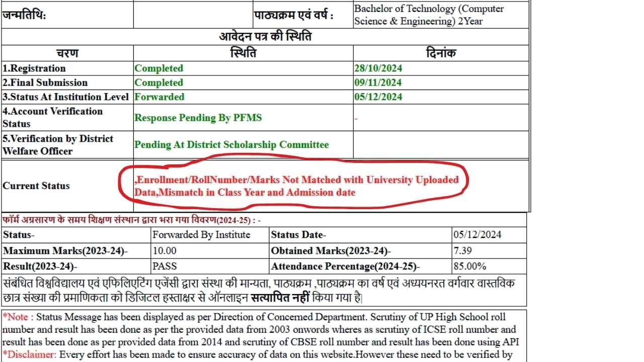 UP Scholarship Update